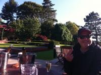 Calvin Ayre enjoying champagne at the Western House Hotel in Ayr, Scotland