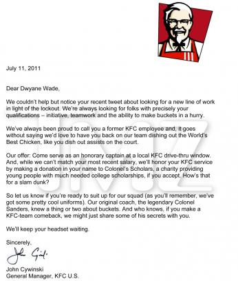 dwayne wade kfc letter dwayne wade kfc letter