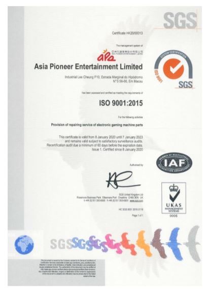 APE achieves ISO 9001:2015 Certification