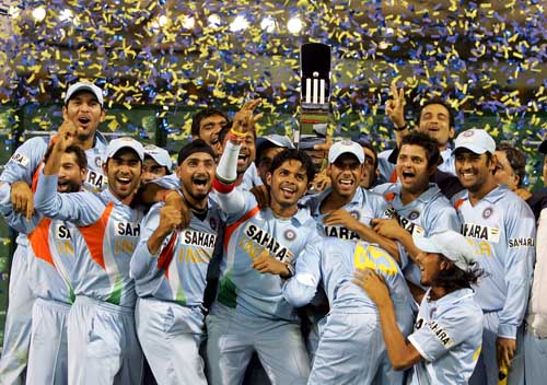 Indian cricket team celebrate