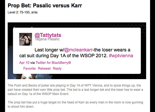 Lee Davy, official WPT blogger, describes his WSOP 2012 bet