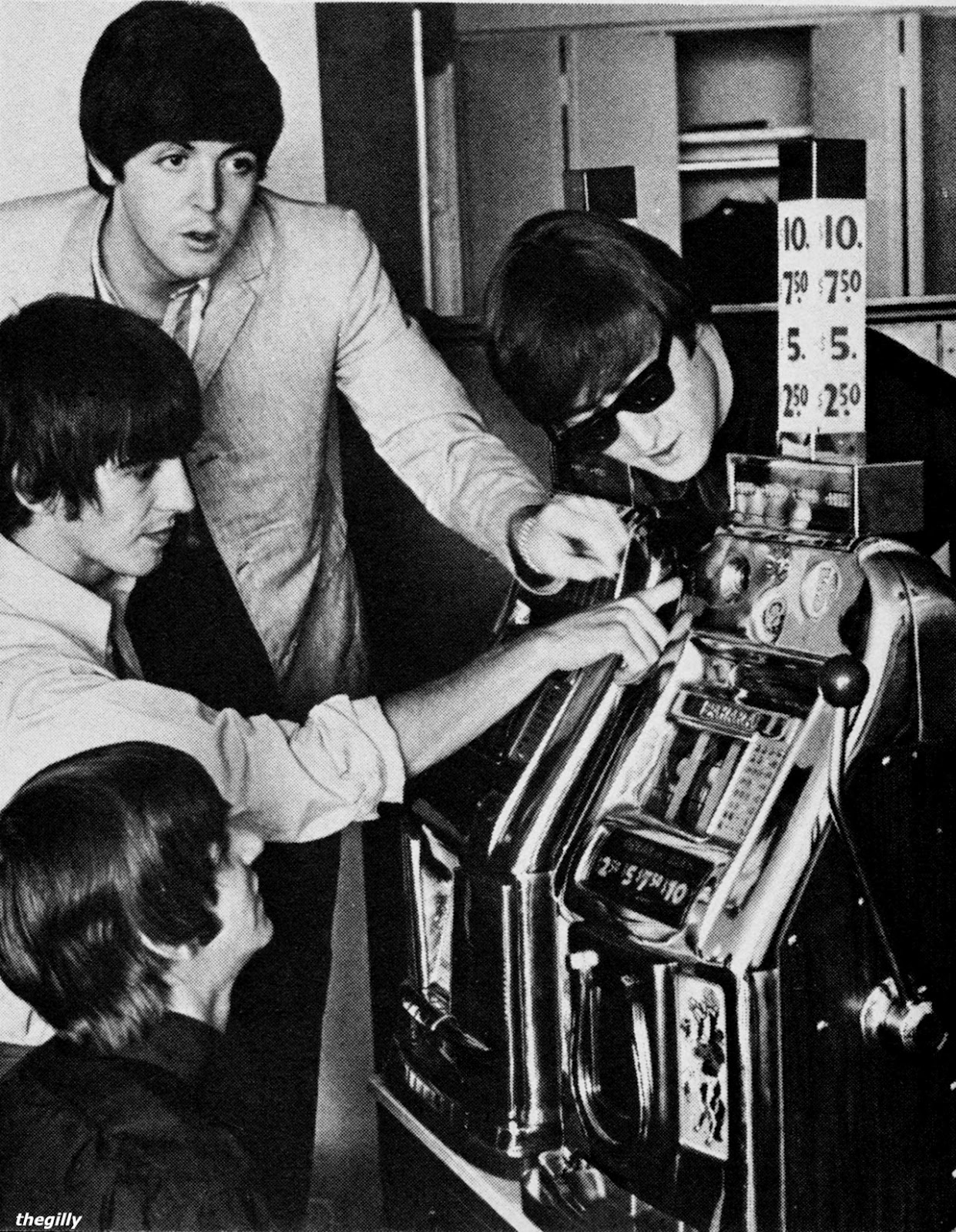 Beatles playing slot machine in Las Vegas Courtesy of the Gilly