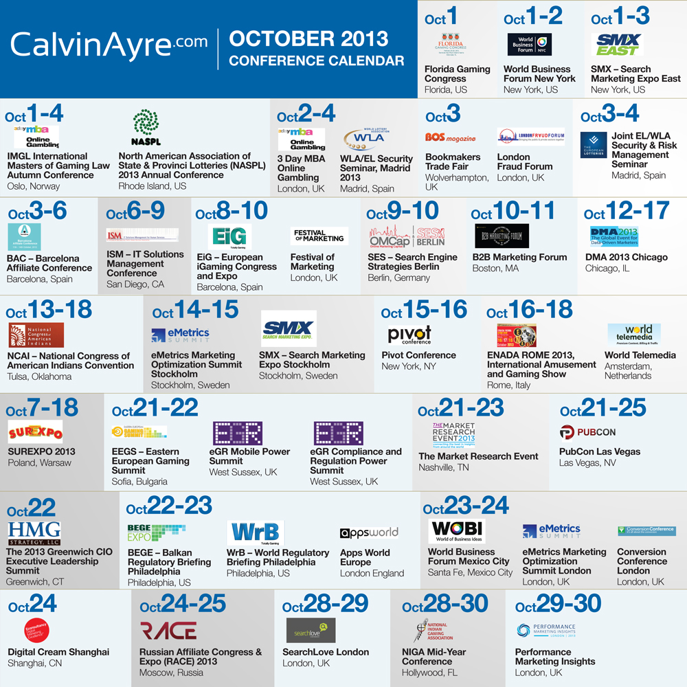 CalvinAyre.com Featured Conferences & Events: October 2013