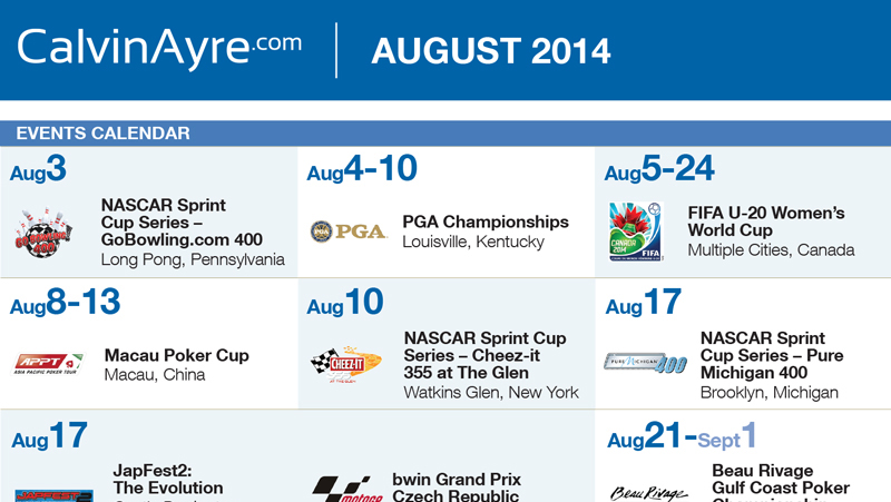 CalvinAyre.com Featured Online Gambling Conferences & Events: August 2014