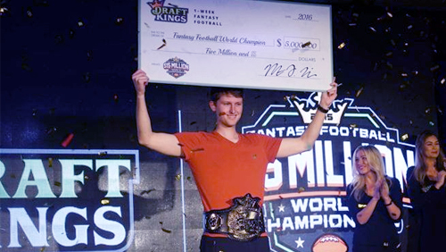 Aaron Jones Wins the $5m First Prize on the DraftKings 2015 Fantasy Football $15 Million World Championships