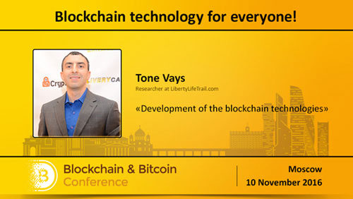 Special speaker from the USA. Analyst from Wall Street Tone Vays to speak at Blockchain & Bitcoin Conference