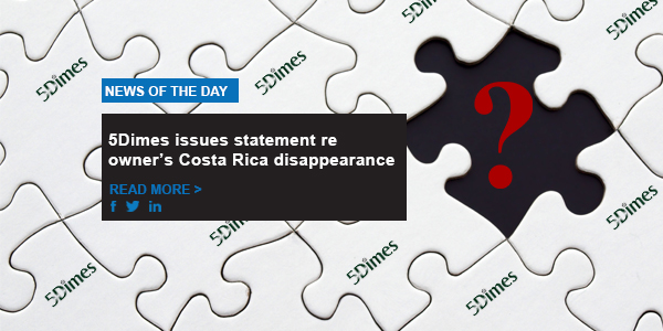 5Dimes issues statement re owner’s Costa Rica disappearance