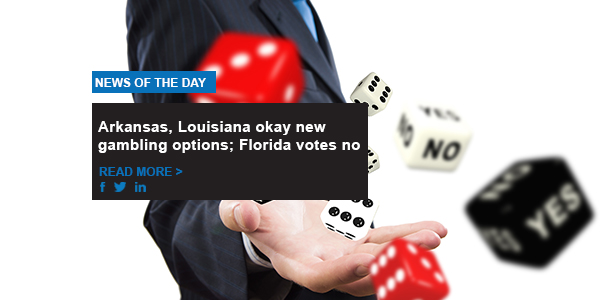 Arkansas, Louisiana okay new gambling options; Florida votes no