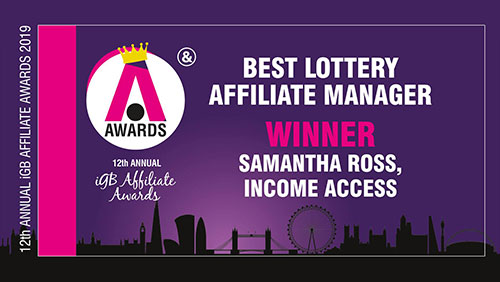 Income Access' Samantha Ross Wins ‘Best Lottery Affiliate Manager’ iGB Affiliate Award