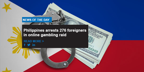 Philippines arrests 276 foreigners in online gambling raid