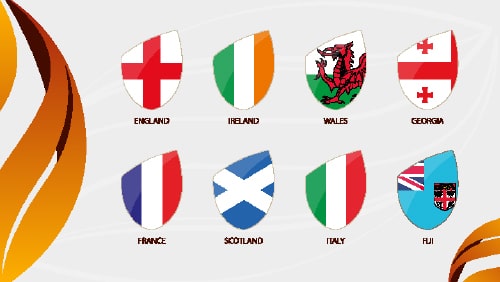 Rugby Autumn Nations Cup 2020, Flags of All Participants. Vector Flag Icon.