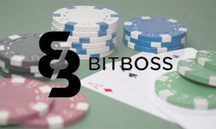 bitboss logo with poker background