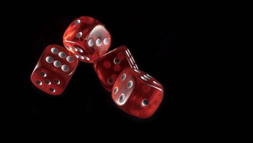 Shot of dice thrown. Concept of gambling