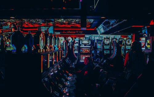 multicolored lights in a casino