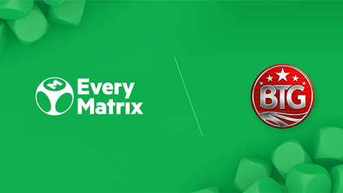 EveryMatrix and Big Time gaming logos with a green background