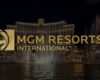 Logo of MGM resorts with Las Vegas on the background