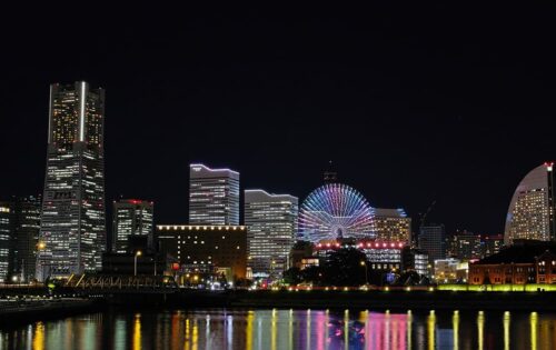 Night View, City, Light, Sea, Night, Yokohama, Building