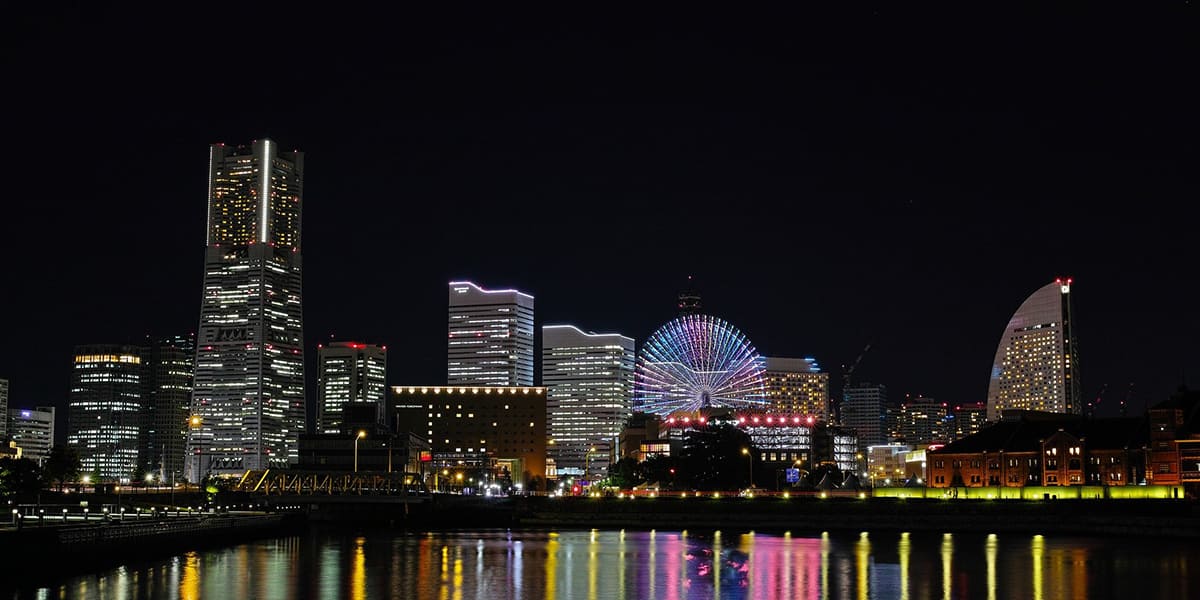 Night View, City, Light, Sea, Night, Yokohama, Building