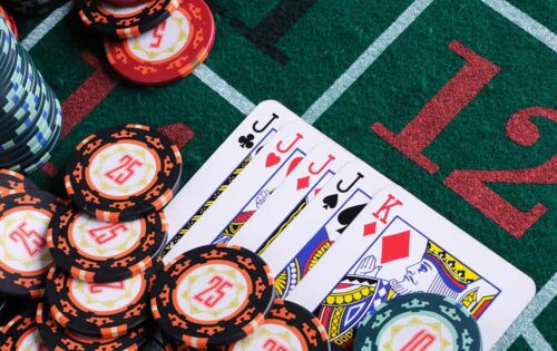 Poker player. chips and cards