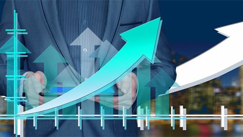 Businessman with growth graph