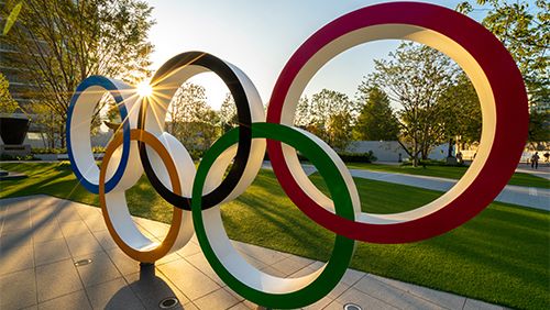 The five ring symbol of the Olympic Games