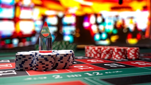 Roulette table close up at the Casino - Selective Focus