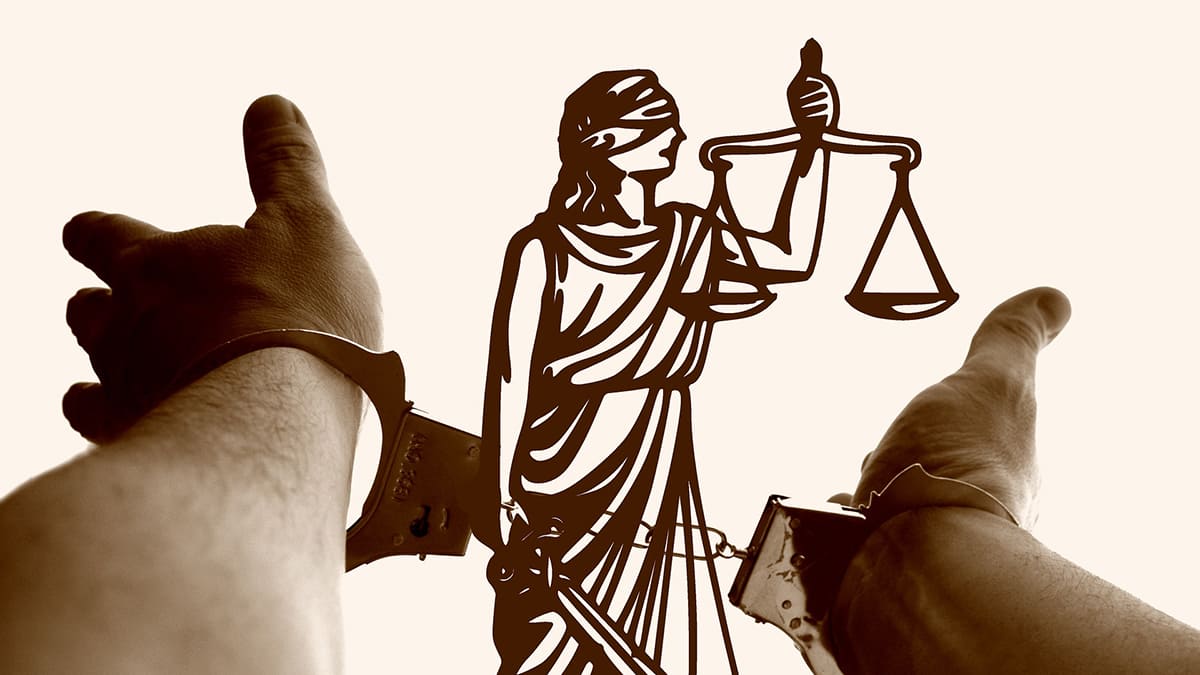 Justitia, Horizontal, Hands, Handcuffs, Suspect, Crime