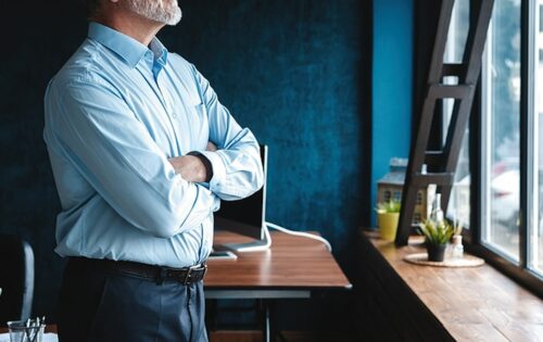 Businessman thinking of the future