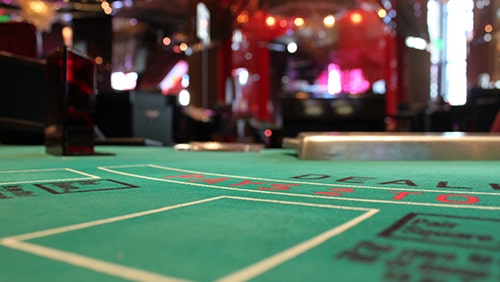 Zoomed photo of a casino table