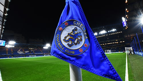 Corner flag with Chelsea crest