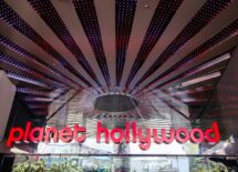 Exterior entrance of the Planet Hollywood Casino and Resort on the strip in Las Vegas