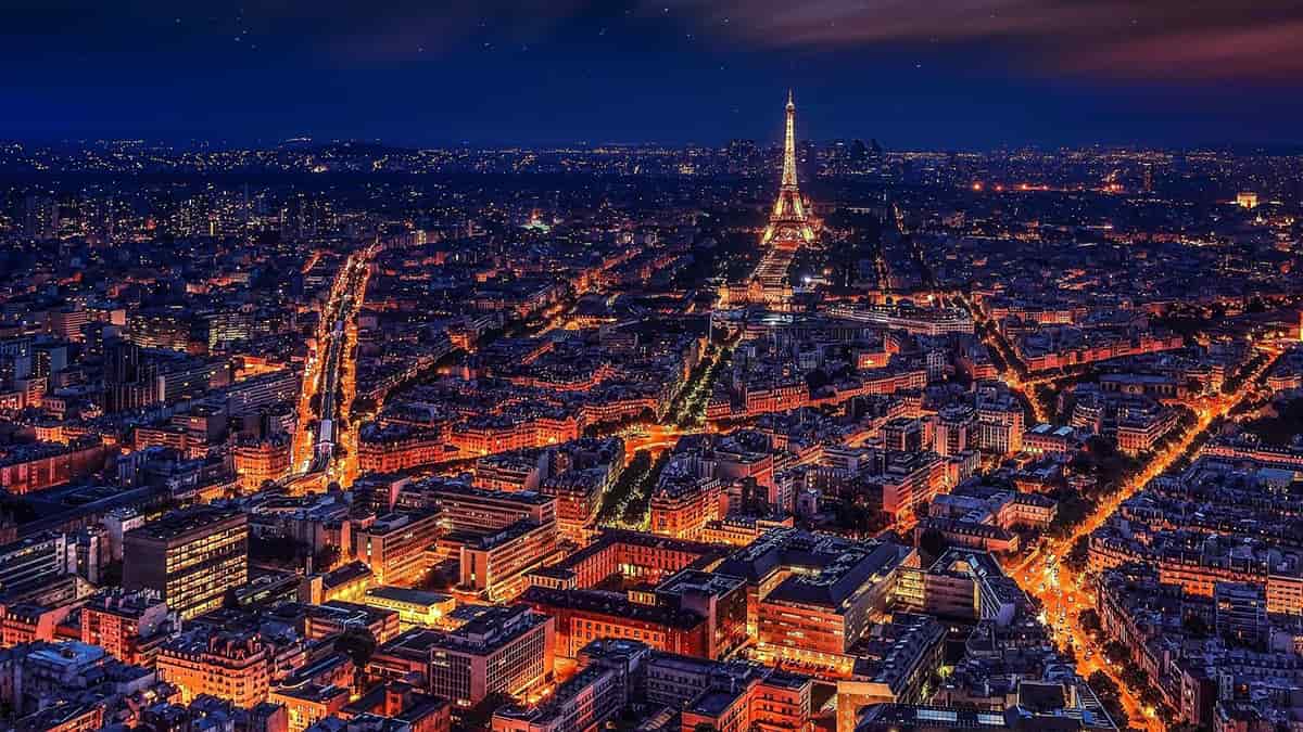 Night view of Paris, France