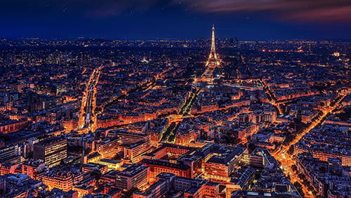 Night view of Paris, France