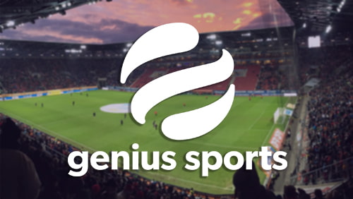 Genius sport logo, sports arena background