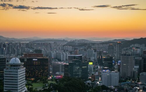Myeongdong Seoul Korea sunset scenery