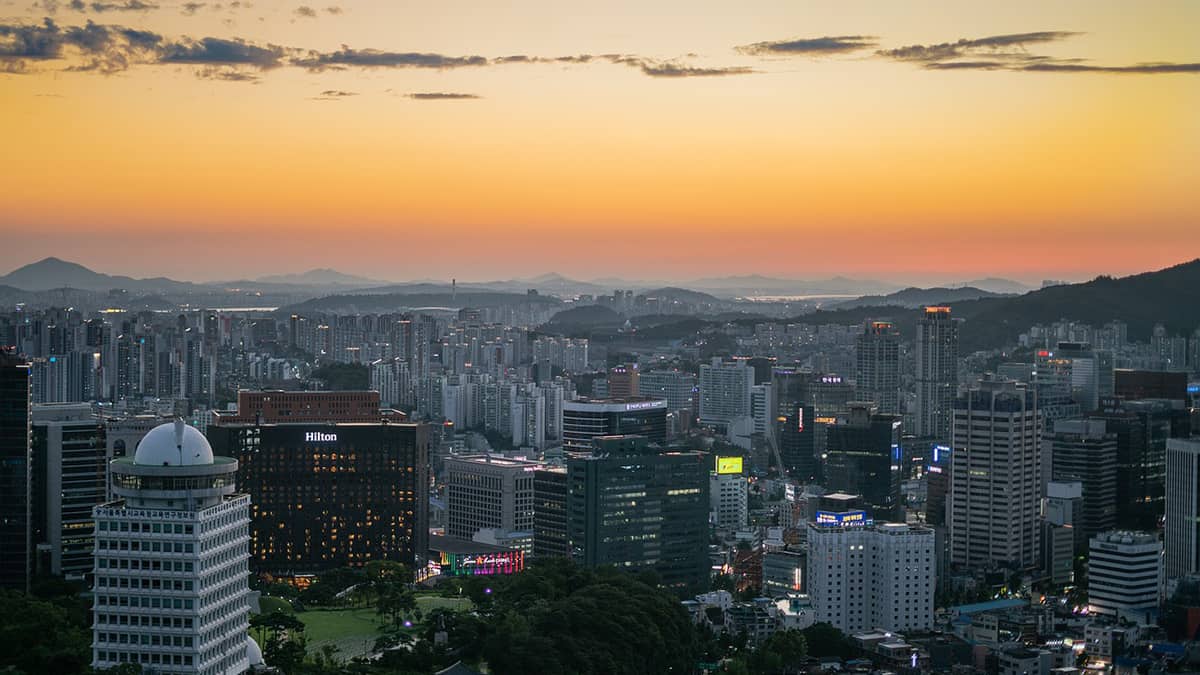 Myeongdong Seoul Korea sunset scenery
